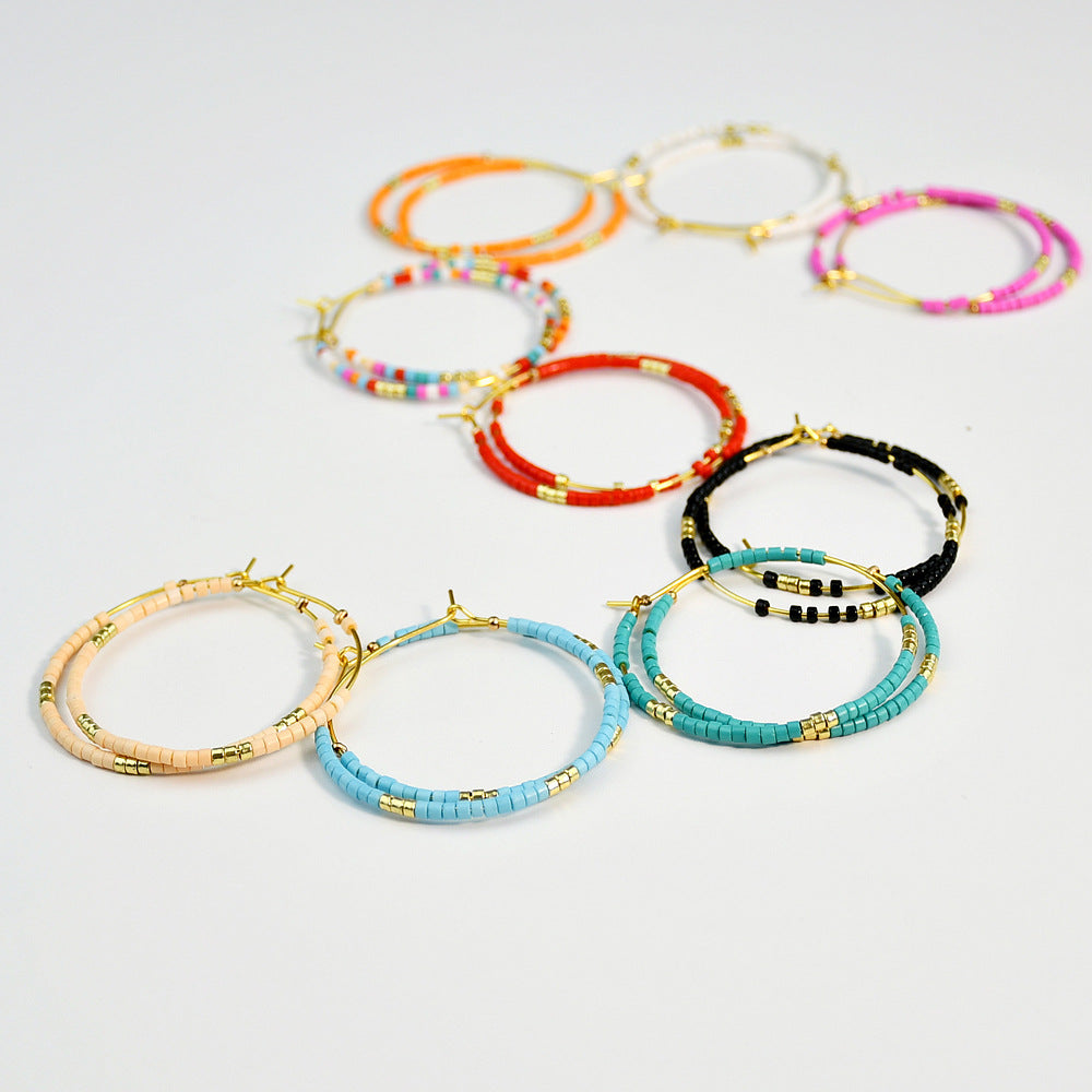 Wholesale Colorful Rice Beads Large Earrings